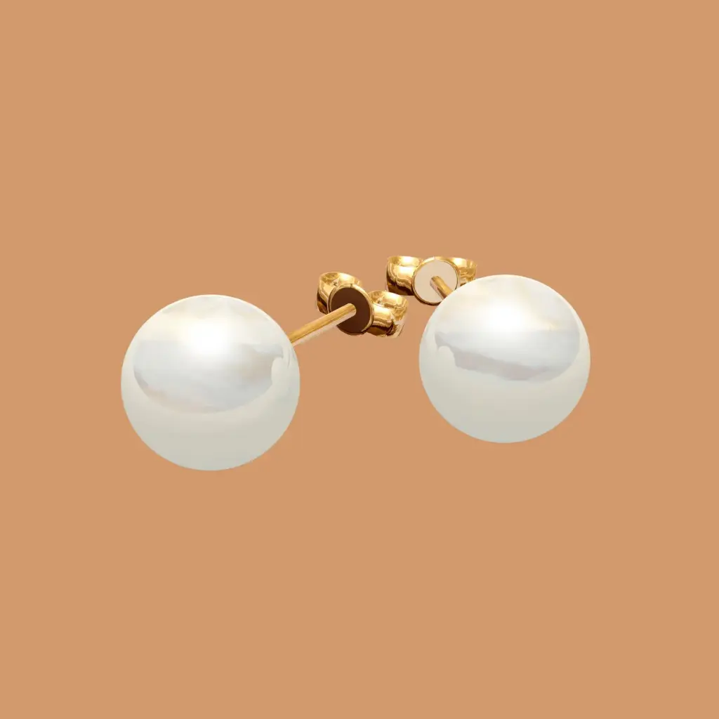 Pearl Stud Earrings with Stainless Steel Base