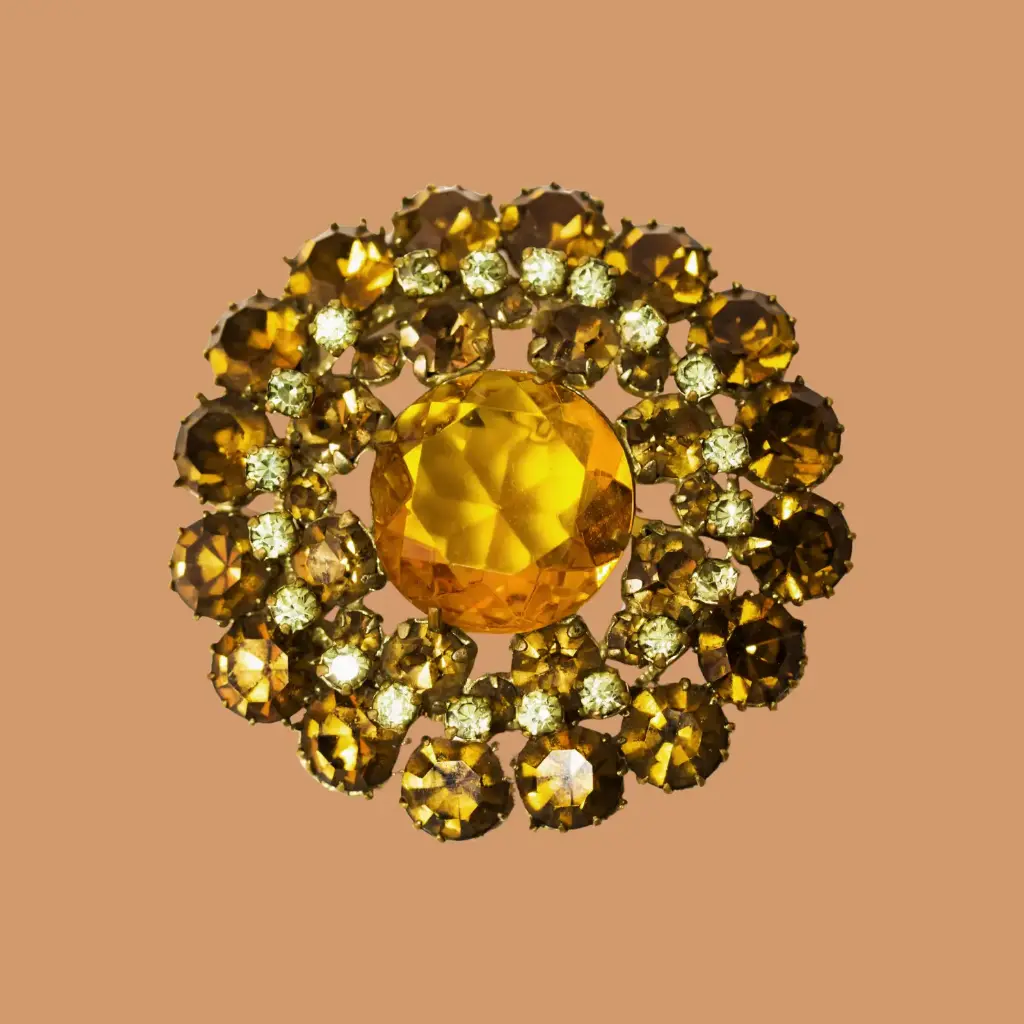 Rhinestone Flower Brooch